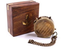 Vintage Brass Compass with Engraved Quote    Go Confidently in The D