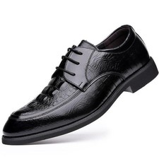 Men's Faux Leather Lace Up Alligator Pattern Shoes Casual Business Dress Oxfords