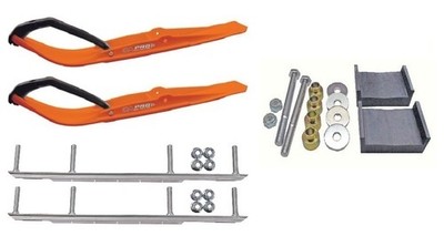 C&A Pro Orange Razor Snowmobile Skis w/ 9'' Shaper Bars Complete Kit Ski-Doo