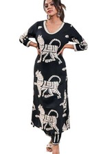 GoSriKi Women's Cotton Blend Straight Printed Kurta with Pant