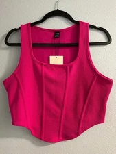 crop top ladies sleeveless hot pink Shein XL stylish!