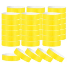 200 Pack Paper Wristbands for Events, Neon Wrist Bands Fluorescent Yellow