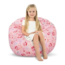 Bean Bag Chair for Kids Stuffed Animal Storage Beanbag Chairs,Toddler Bowknot