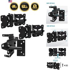 Heavy Duty Gate Latch and Hinges Set Black Fence Hardware for Wood Vinyl Outdoor