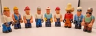 Vintage Fisher-Price Husky Helpers Figure Lot 9 Cowboy Fireman Construction 70s