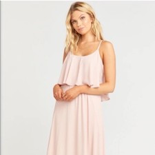 Show Me Your Mumu "Caitlin" Ruffle Maxi Bridesmaids Dress Dusty Blush Pink Small
