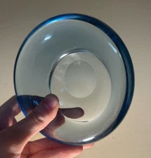 Holmegaard Per Lutken MCM Danish Art Glass Aqua Ovid Bowl/Ashtray - Signed 1960s