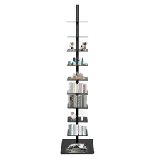 Vertical Spine Book Tower 9-Tier Metal Spine Bookshelf Book Organizer Palnt Rack