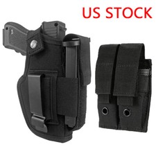 Concealed Carry IWB OWB Right Left Hand Gun Holster with Double Magazine Pouch