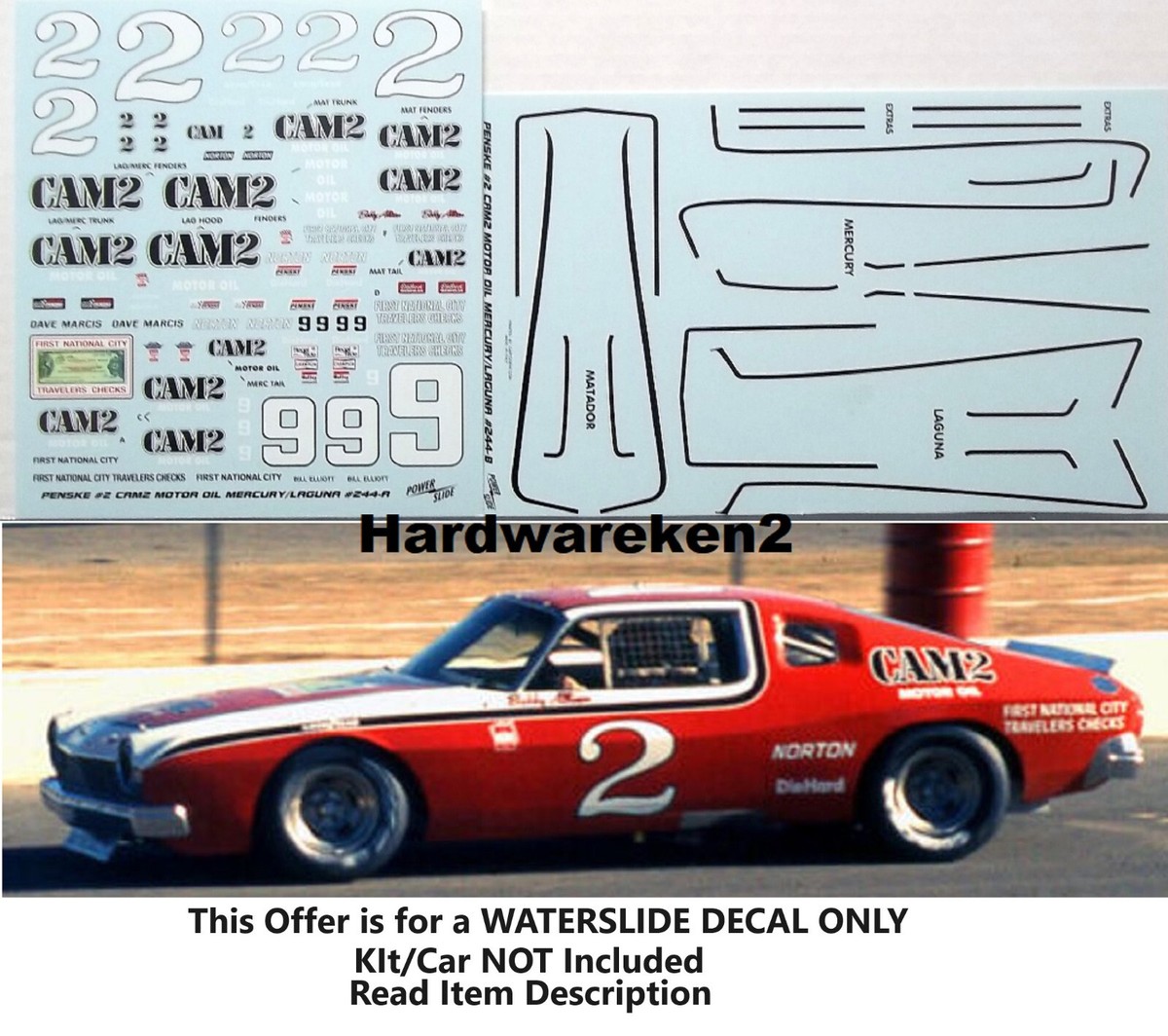 NASCAR DECAL # 2 CAM 2 1975 AMC MATADOR BOBBY ALLISON 1/25 | eBay