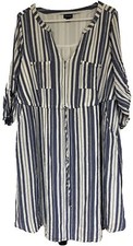 Torrid Blue And White Stripe Knee Length Lined Dress Size 1 With Pockets
