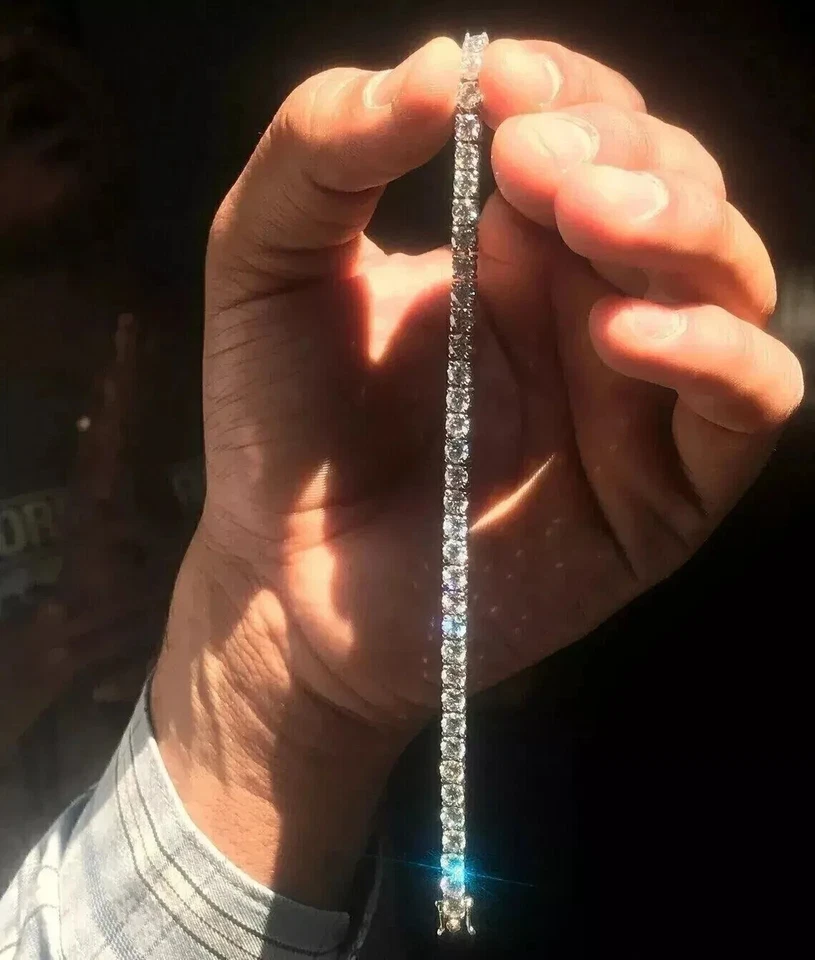 16000 美元 9.40 克拉正品圆形切割真钻石网球手链 7 英寸 14K 黄金 — 第 2/3 张图片