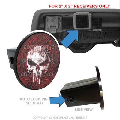 Custom Class 3 Tow Hitch Receiver 2'' Insert Plug Truck & SUV - PUNISH SKULL F