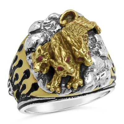  Cerberus  Three Headed Hades Hellhound Guardian Ring Sterling silver Lge