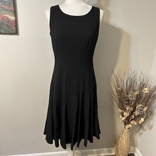 NWT Calvin Klein Women Black Dress Fit & Flare Slimming Pleated Sleeveless Sz 6