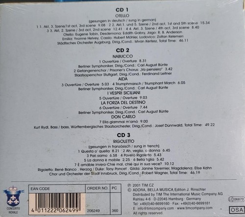 Verdi Excerpts Otello Nabucco Aida Rigoletto CD x 3 *SEALED* Germany TIM Opera - Picture 2 of 2