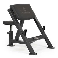 Titan Fitness Seated Preacher Curl Bench, Max Load 250 LB, Bicep Curl Support