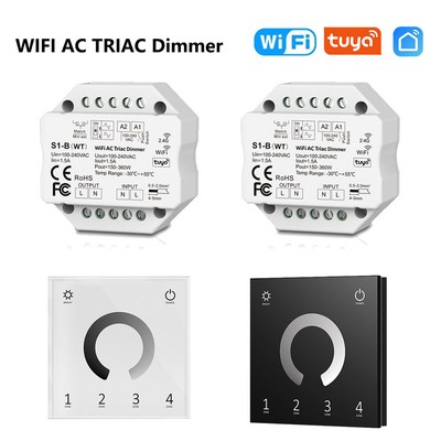 Tuya WiFi AC Triac LED Dimmer Controller Wall Mount Touch Fernbedienung fr Alexa
