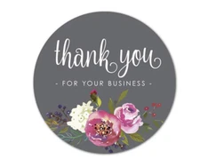 30 THANK YOU FOR YOUR BUSINESS FLOWERS LABEL STICKERS ENVELOPE SEALS 1"