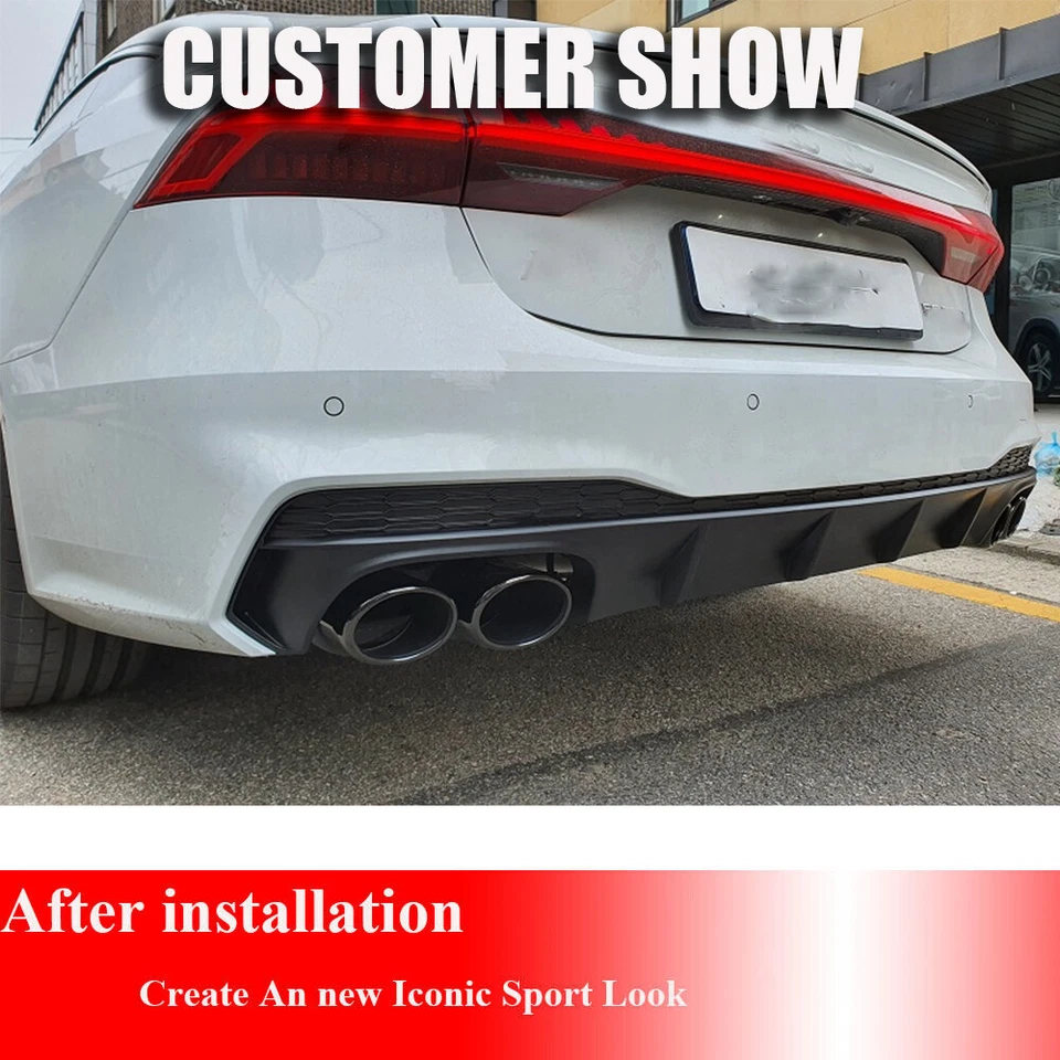 For Audi A7 Quattro Sportback 2019-2020 Rear Bumper Diffuser Lip W/Exhaust Tips - Image 4 of 4