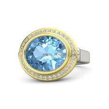 Natural Blue Topaz Gemstone with 925 Sterling Silver Ring for Women's 3939