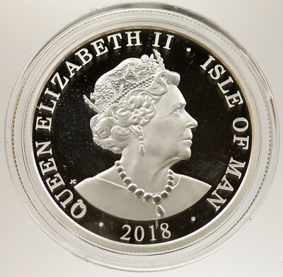 2018 ISLE OF MAN Silver 1 Angel MICHAEL Queen ELIZABETH II COIN of