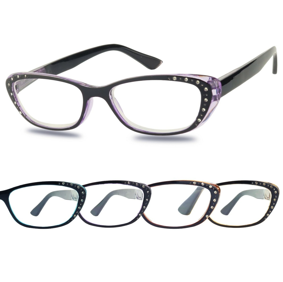 Womens Vintage Rhinestone Office Reading Reader Sharp Pointed Cat