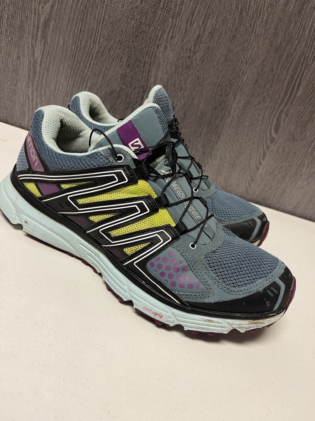 Scarpe da trekking da donna blu giallo Salomon X Mission 3 taglia 11