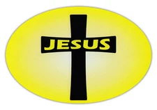 Car Magnet - Jesus (Yellow, Black Cross) - Religious, Christianity