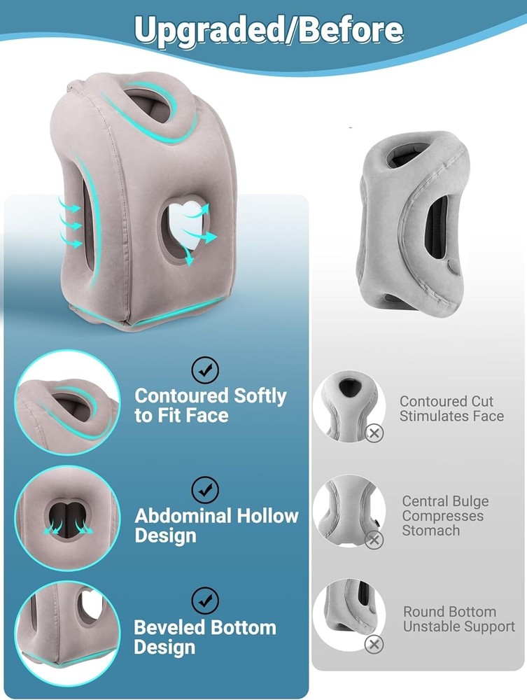 Compact Inflatable Travel Pillow with 45° Neck Support for Comfortable Journeys