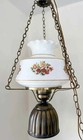 Vintage Swag Hanging Lamp Milk Glass Globe Lighting Light Hurricane Style Brass — photo 5