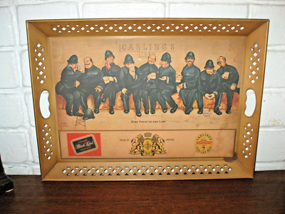 Carlings 1840 Black Label Red Cap Ale Beer Tray Nine Pints The Law Bier Vintage