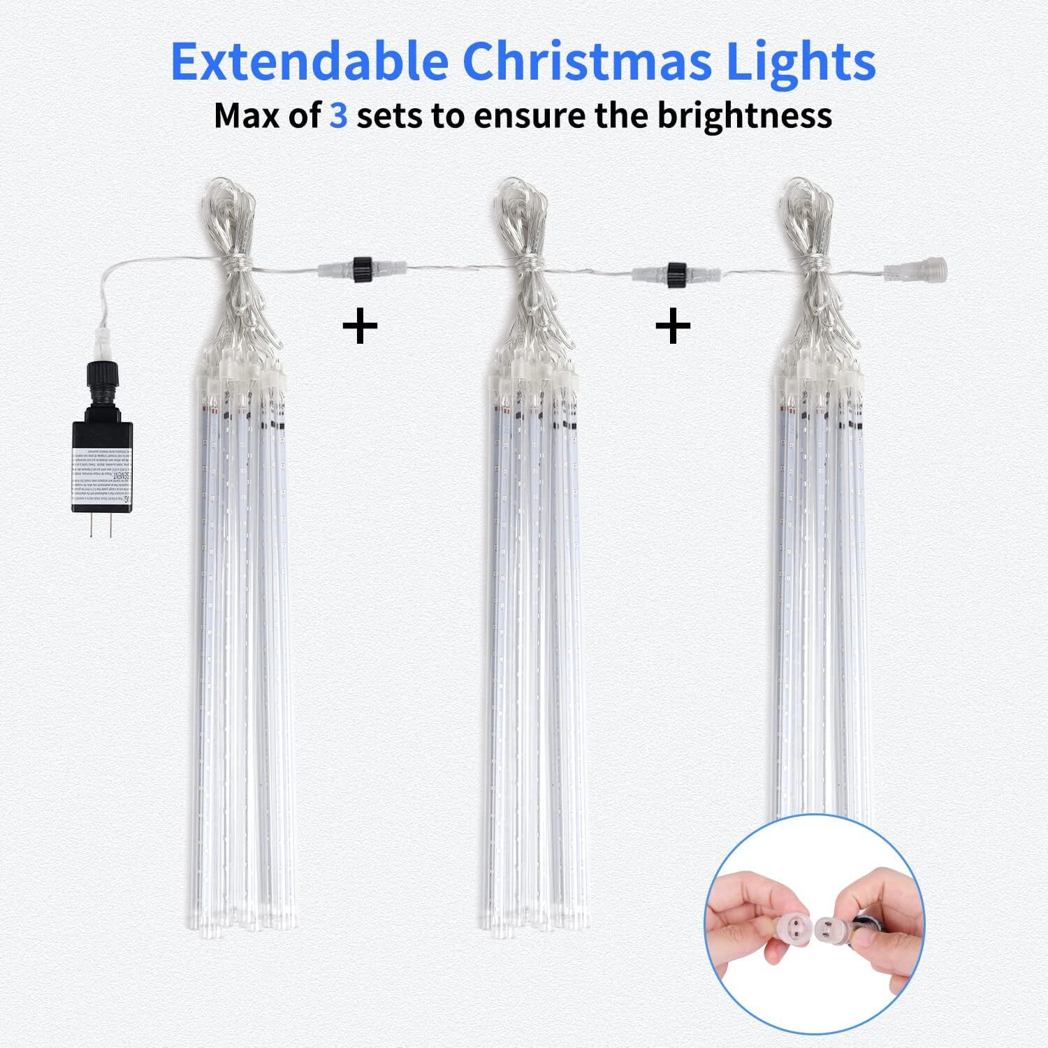 Meteor Shower Lights 16 Inch 360 LED 10 Tubes Blue Christmas Lights Outdoor eBay