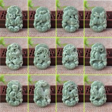 Green Natural Real Jade Chinese Zodiac Pendant Necklace Talismans Luxury Stone