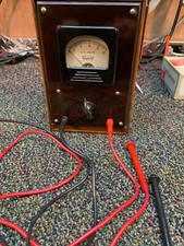 Triplet Model 331 AC 0-100 Volt Gauge in Nice Oak Cabinet With Leads