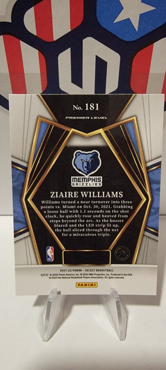 2021-22 Panini Select Premier Level Ziaire Williams #181 Rookie RC
