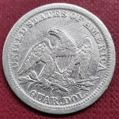 その他 valuable 1858 Seated Liberty Quarter 25c Better Grade XF Det. slightly OFF