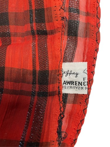 Jeffrey Lawrence for Lawrence Bentley 56"x10.5" Red & Black Plaid Fringed Scarf - Picture 3 of 7
