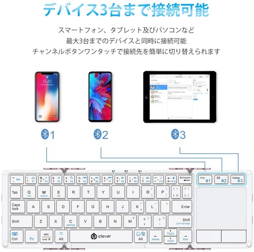 iClever Foldable Keyboard Touchpad 3 Bluetooth Channel IC-BK08 Rose Pink JAPAN - Picture 2 of 12