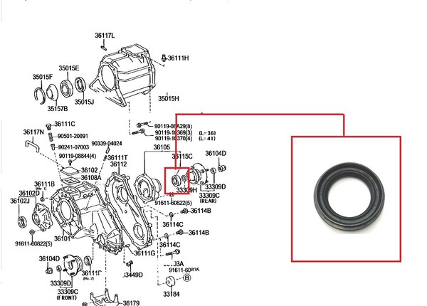 Heck Transfer Dose Leistung ÖLdichtung 41MM FüR Toyota Land Cruiser 3.0TD KDJ90-image