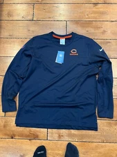 NIKE CHICAGO BEARS ON FIELD FOOTBALL CREW SWEATSHIRT BLUE THERMA FIT XL NWT