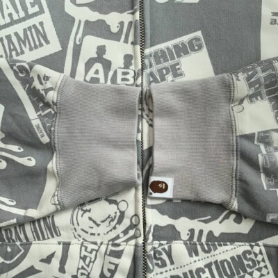 Glow in the dark BAPE MIX LOGO full zip hoodie NIGO Gray A Bathing