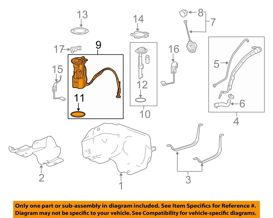 Used Fuel Pump fits: 2013 Chevrolet Equinox Pump Assembly tank mounted 2.4L main - Изображение 3 из 4