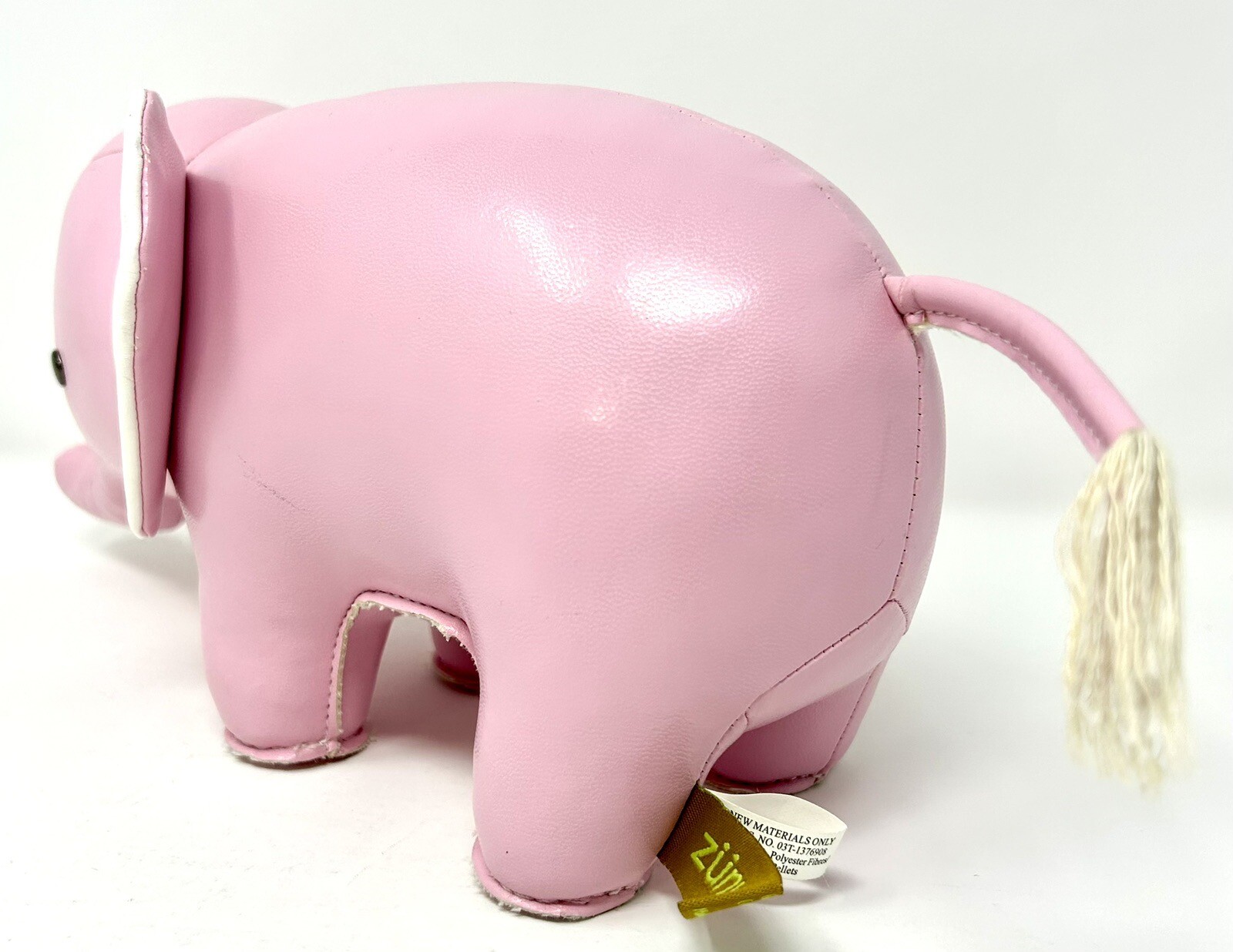 Zuny Pink Faux Leather Elephant Weighted Bookend Doorstop Baby Decor