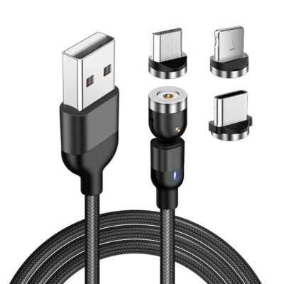 180+360° Rotate Magnetic Phone Charger Cable Micro USB Type C For iPhone Samsung