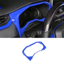 Middle Console Dashboard Cover Trim For Toyota RAV4 2019-2024 Blue Carbon Fiber
