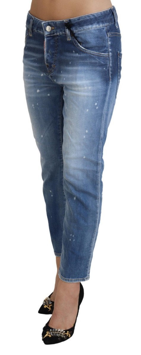 DSQUARED2 Jeans Cool Girl Blue Cotton Low Waist Cropped DSQUARED2 Jeans Cool Girl Blue Cotton Low Waist Cropped