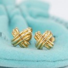 18K Yellow Gold Auth w/Bag #28729 Tiffany & Co. Signature X Stud Earrings