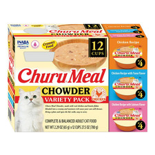 INABA Churu Meal Chowder Adult Wet Cat Food, 2.29 oz cup, 12-count, Chicken Vari