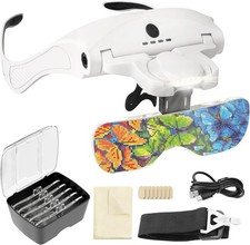 Magnifying Glasses with Light, 1.0X-3.5X 5 Replaceable Lenses Head Magnifier, 4
